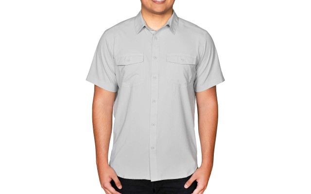  Men's James Bay Short Sleeve Woven Shirt, Gray, Medium