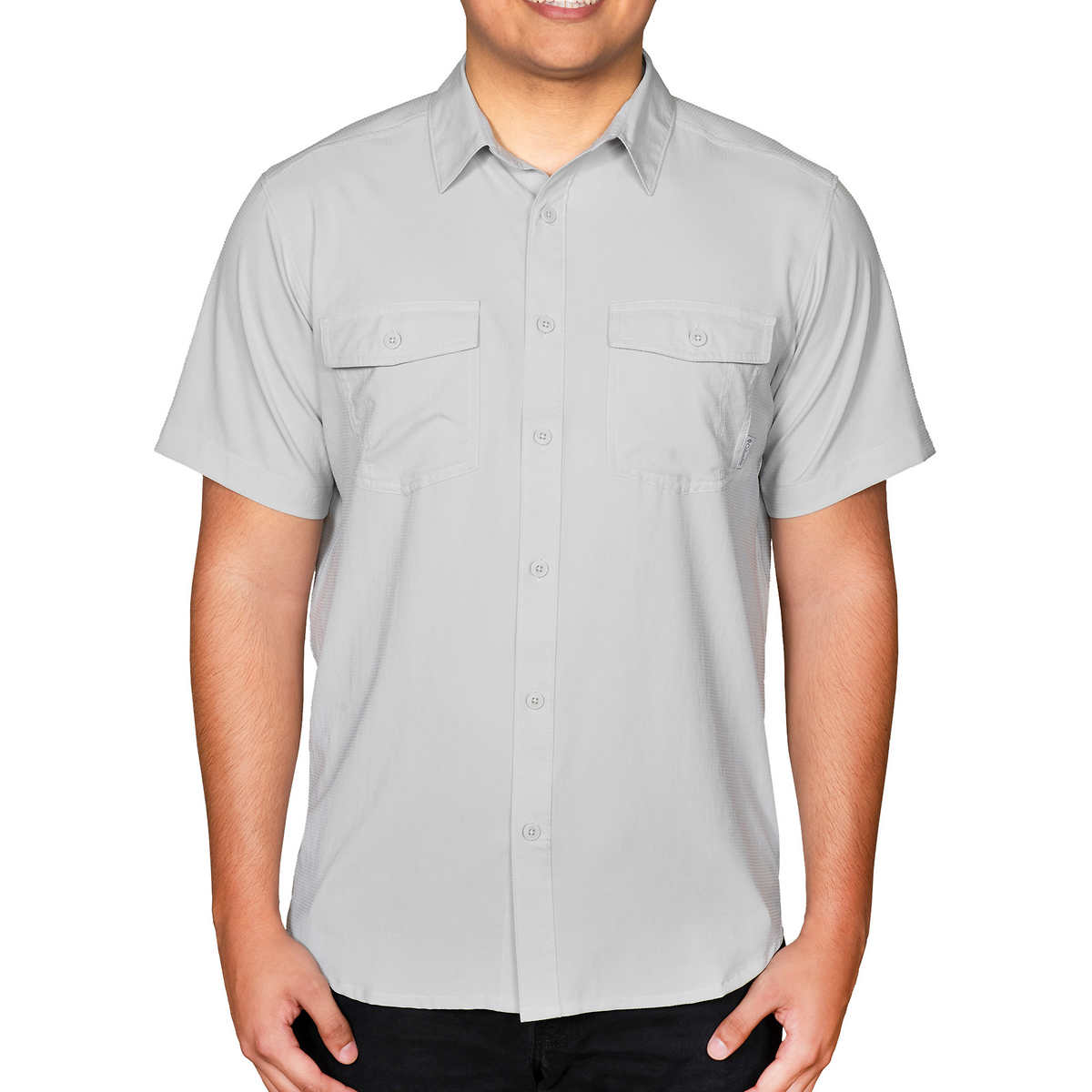 Columbia Men's James Bay Short Sleeve Woven Shirt, Gray, XX-Large