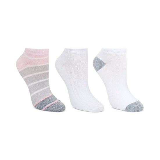 Cuddl Duds Women’s Ombr Stripe Low-Cut Socks, 3 Pack Sock size 9-11 Pink Grey White