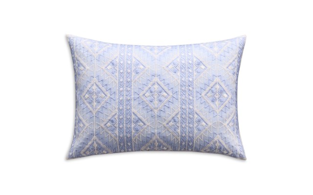  Geometric Embroidered Accent Pillow, Blue, 14 x 20