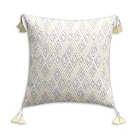 Cupcakes And Cashmere Geometric Embroidered Accent Pillow, Cream, 20” x 20”
