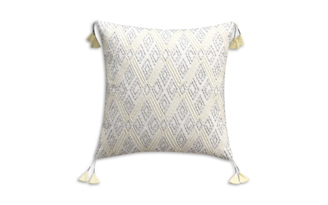  Geometric Embroidered Accent Pillow, Cream, 20” x 20”