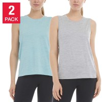 Danskin Ladies' Breathe Tank, 2-pack, Blue, Large