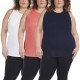  Ladies' Ribbed Tank, 3-pack, White, Medium