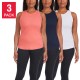  Ladies' Ribbed Tank, 3-pack, White, Medium