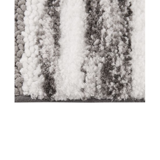  Kenai Tufted Chenille Stripe 20″ x 30″ Bath Rug Bedding, Gray