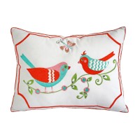 Dena Home Dakota Nectar Embroidered Pillow, White/Red, 12X16