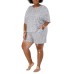  Ladies' 2 Piece Short Set, Gray, 3X