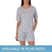 Disney Ladies' 2 Piece Short Set, Gray, 3X