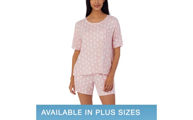  Ladies' 2 Piece Short Set, Pink, X-Small