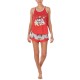  Mickey & Friends Women's Tank Top & Shorts Pajama Sets, Red, Small