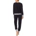  Embroidered Logo Top & Jogger Pants Pajamas Set, Navy, Medium