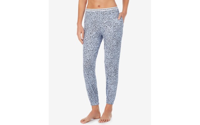  Sleepwear Cropped Knit Jogger Pajama Pants, Blue, X-Large