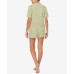  Sleepwear Printed Notched-Collar Top & Shorts Pajama Set, Green, Large