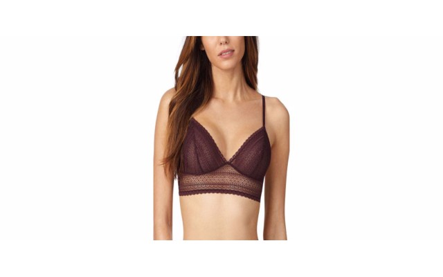  Women’s Cut-Out Lace Wirefree Bralette, Purple, X-Large