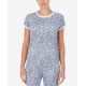  Women’s Sleepwear Contrast-Trim Sleep T-Shirt, Blue, X-Large