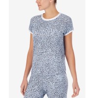 Dkny Women’s Sleepwear Contrast-Trim Sleep T-Shirt, Blue, X-Large