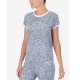  Women’s Sleepwear Contrast-Trim Sleep T-Shirt, Blue, X-Large