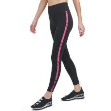 DKNY Women’s Snake-Embossed Striped Leggings, Balck/Pink, X-Small