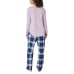  Ladies' 3-Piece Waffle Fleece Pajama Set, Purple, X-Large