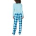  Ladies' 3-Piece Waffle Fleece Pajama Set, Blue, Large