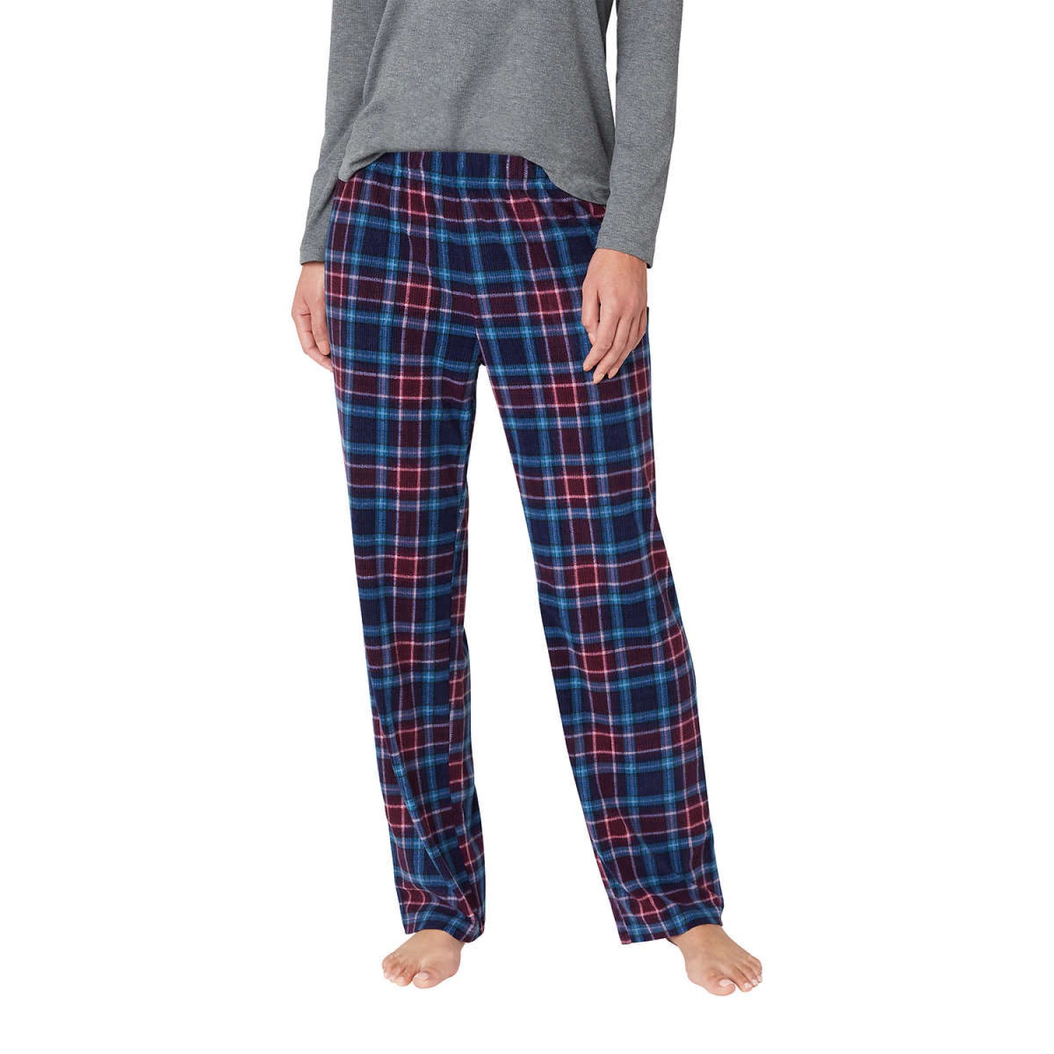 Eddie Bauer Ladies' 3-Piece Waffle Fleece Pajama Set, Gray, Medium