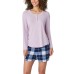  Ladies' 3-Piece Waffle Fleece Pajama Set, Purple, X-Large