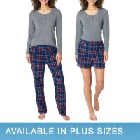Eddie Bauer Ladies' 3-Piece Waffle Fleece Pajama Set, Gray, Small