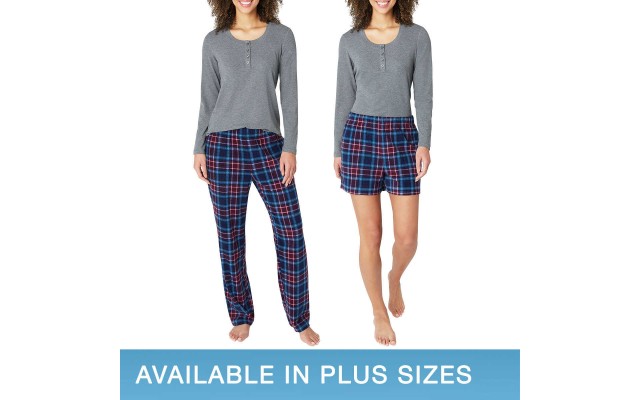  Ladies' 3-Piece Waffle Fleece Pajama Set, Gray, Small