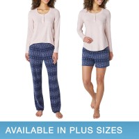 Eddie Bauer Ladies' 3-Piece Waffle Fleece Pajama Set, Pink, X-Small