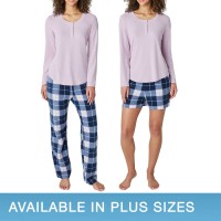 Eddie Bauer Ladies' 3-Piece Waffle Fleece Pajama Set, Purple, X-Large