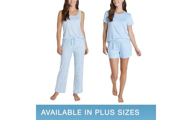  Ladies' 4-Piece Pajama Set, Blue, 3X