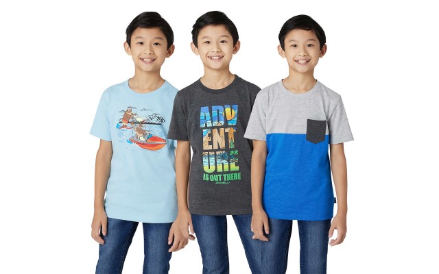 Eddie Bauer Youth 3-pack Tee, Blue, One Color, Large