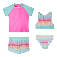Eddie Bauer Youth 4-piece Swim Set, Pink, Small (7/8)