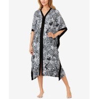 Ellen Tracy Women’s Long Butterfly Caftan Nightgown, Multi, Large-X-Large