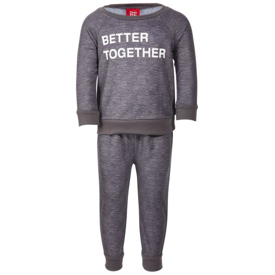  Baby Boys & Girls Matching 2 Pieces Better Together Pajama Sets, Gray, 24 Months