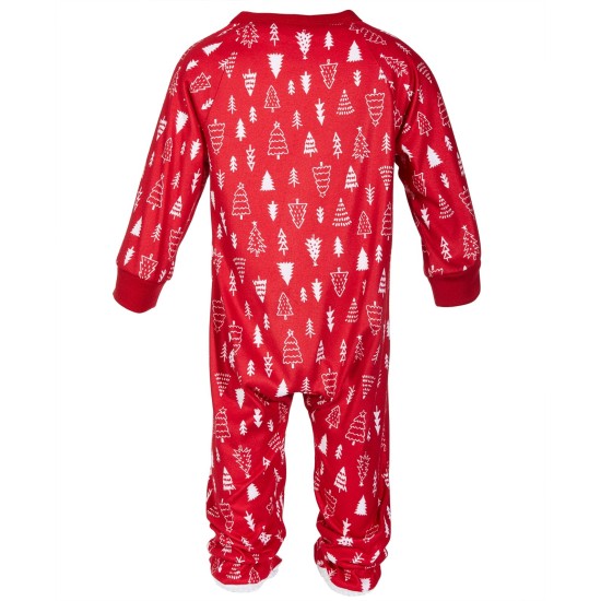  Baby Matching Merry Trees Footed Pajamas, Red, 12 Month