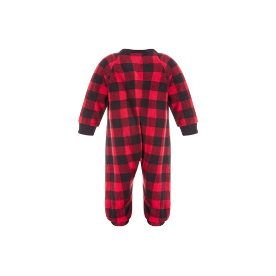  Baby Matching Red Check Printed Footed Pajamas, Red, 18 Months