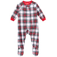 Family Pajamas Baby Matching Stewart Plaid Footed Pajamas, Red/White, 3-6 Month
