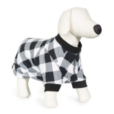 Family Pajamas Check-print Pet Pajamas, Black/White, Small