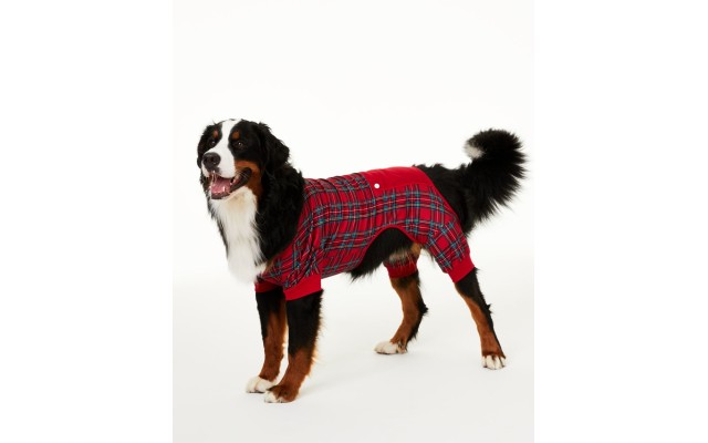  Matching Brinkley Plaid Pet Pajamas, Red, X-Small