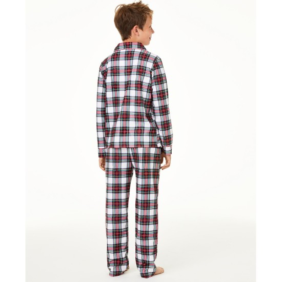  Matching  Kids Stewart Plaid Pajama Set, Red/White,  2T/3T