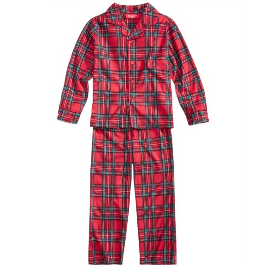  Matching  Kids Brinkley Plaid Pajama Set, Red, 14-16