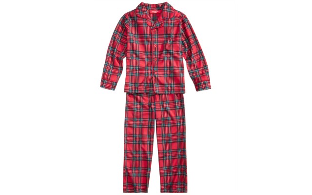  Matching  Kids Brinkley Plaid Pajama Set, Red, 14-16