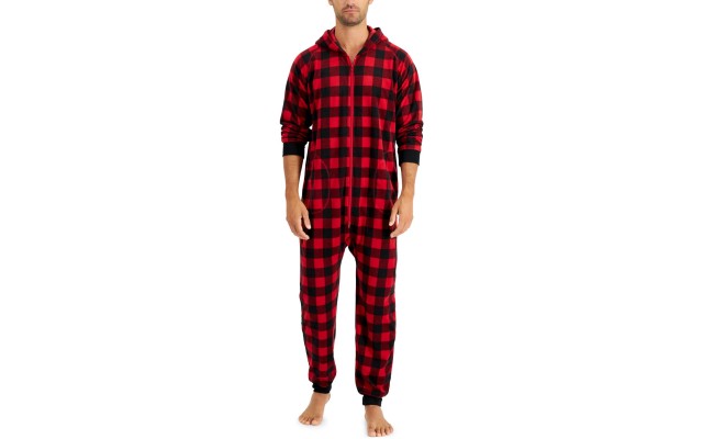 Matching Men’s 1-Pc. Check Printed Pajamas, Red, Medium
