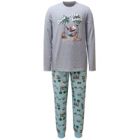 Family Pajamas Matching Men’s Tropical Santa Pajama Set, Gray/Green, X-Large