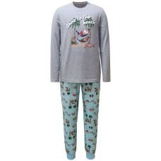 Family Pajamas Matching Men’s Tropical Santa Pajama Set, Gray/Green, X-Large
