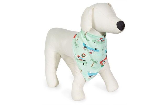  Matching Pet Tropical Santa Pajamas Bandana, Blue, Small/Medium