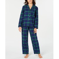 Family Pajamas Matching Women's Black Watch Plaid Pajama Sets, Green, Large