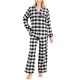  Matching Women’s Buffalo Check Cotton Flannel Pajama Set, Black/White, Medium